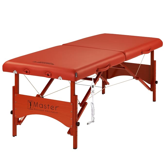 Master Massage Fairlane Therma-Top 28-Inch Portable Heated Massage Table Package, Cinnamon Color, Adjustable Heating System- Tattoo Bed- Lash Table