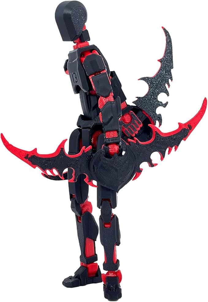 (Assembly Completed) T13 Action Figure Set, Titan 13 Robot Dummy 3D Printed robo 13 Action Figure Articulated, Lucky 13 Gift for Collectors Desktop Decorations (Black Red+White)
