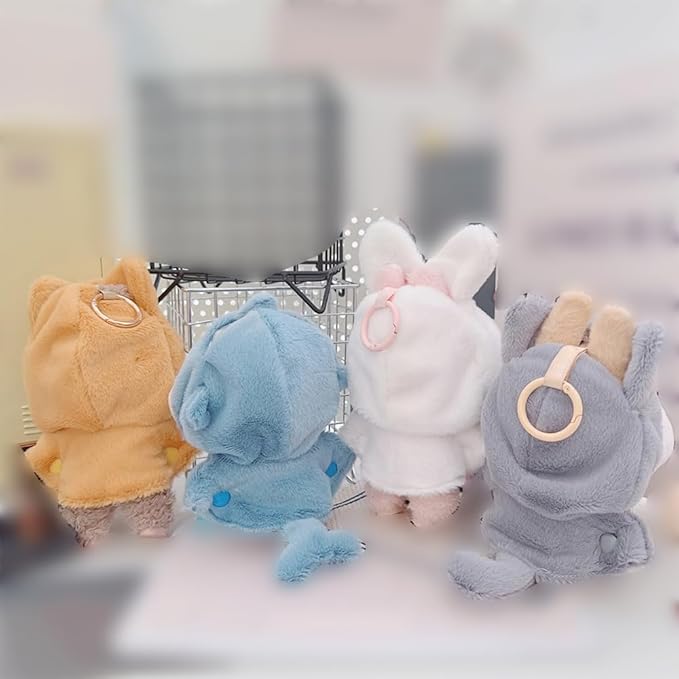 niannyyhouse 10cm-15cm Plush Doll Clothes Shark Puppy Bunny Cape Compatible with 17cm Labubu Doll (Blue)
