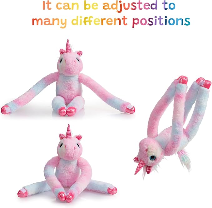 Hanging Rainbow Unicorn Stuffed Animal Stuffed Long Arm Unicorn Plush Toy for Kids Grandchildren Friends Family 27 inch