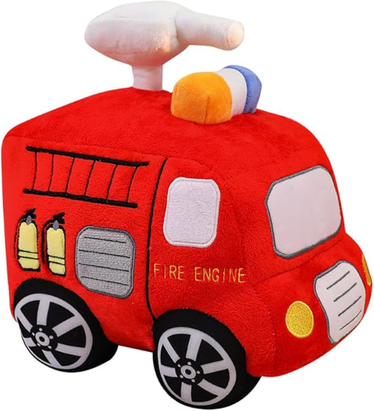 Soft Plush Fire Engine Stuffed Truck Toy Super Cute Rescue Vehicle Plushie Excellent Gifts for Kids or Birthday Party 10 Inches (Fire Engine)