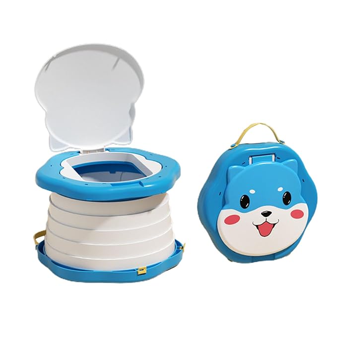 Portable Foldable Travel Potty Seat for Toddler, Training Toilet Seat Emergency Toilet for Car, Children Toilet with Splash Guard for Toddler Travel, Camping, Indoor and Outdoor Use Blue