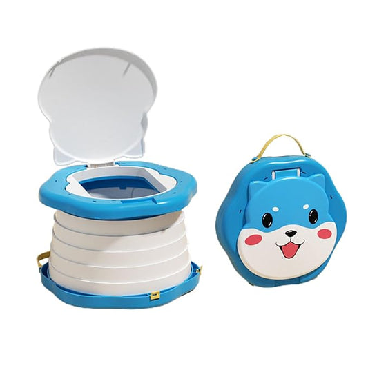 Portable Foldable Travel Potty Seat for Toddler, Training Toilet Seat Emergency Toilet for Car, Children Toilet with Splash Guard for Toddler Travel, Camping, Indoor and Outdoor Use Blue
