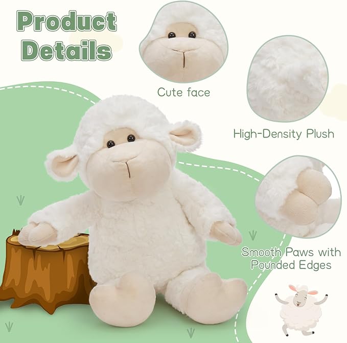 MaoGoLan Sheep Stuffed Animal 22inch Plush Goat for Girls, Cute Lamb Plush Toy Cuddly Stuffed Pillow Gifts for Kids Christmas Valentine's Day Birthday Easter Graduation