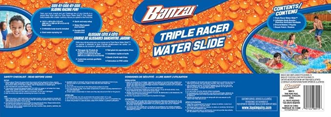 Banzai Triple Racer Water Slide 3 Racing Lands and Splash Pool