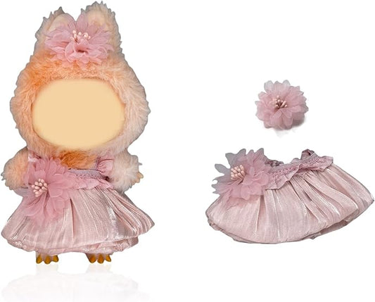 17cm Doll Clothes(NO Doll), Cute Dolls Outfit Accessories with Pink Bud Dress Small Kawaii Clothes Set for Dolls (Style 13)