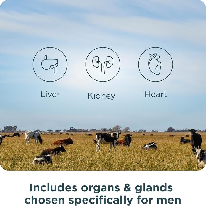 Ancient Nutrition Organ Supplements for Men, Once Daily Grass-Fed and Wild Organ Complex Tablets, Liver, Prostate, Pancreas Supports Male Performance, Healthy Aging, 30 Ct