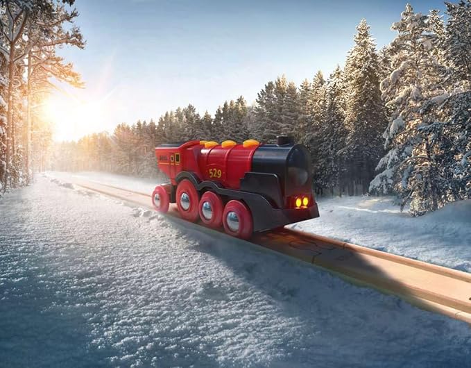 BRIO World Mighty Red Action Locomotive - Battery-operated Toy Train for Wooden Track - Motorized Train with Light & Sound - Compatible with All BRIO Railway Sets - Interactive Play - Kids Ages 3 & Up