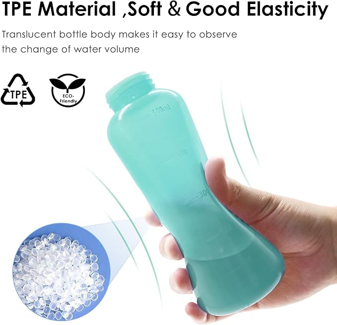 Peri Bottle Postpartum, RUFCRIL 500ml Portable Bidet, Upside Down Perineal Wash Bottle, Boilable TPE, Travel Bag, for Perineal Care, Hemorrhoid Care, Feminine Cleansing & Baby (Green)