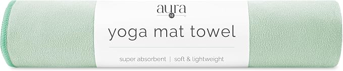 S&T INC. Aura Yoga Mat Towel, Quick Dry Towel, Soft and Absorbent for Gym, Pilates, and Hot Yoga Mat, 1 Pack, 26.5 inches x 72 inches, Microfiber, Sage Green