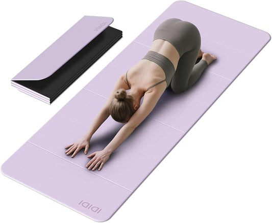 Foldable Extra Large Yoga Mat 74"×31.5", 8mm Double-Sided Non Slip Lightweight Fitness Mat for Adults & Kids, Portable for Home Studio & Travel
