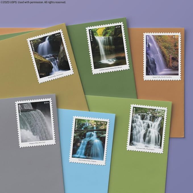 Waterfalls (5 Sheets of 12) Forever Postage Stamps US Postal First Class Nature Rock River Park Party Announcement Celebration Anniversary Wedding 2023 Scott #5800