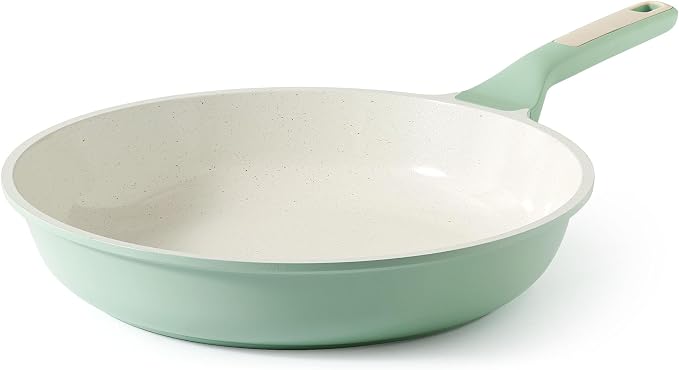 SENSARTE Nonstick Ceramic Frying Pan 12.5-Inch, Healthy Non Toxic Skillet, Induction Compatible Omelet Pan with Heat Resistant Handle, PFAS-Free, Mint Green