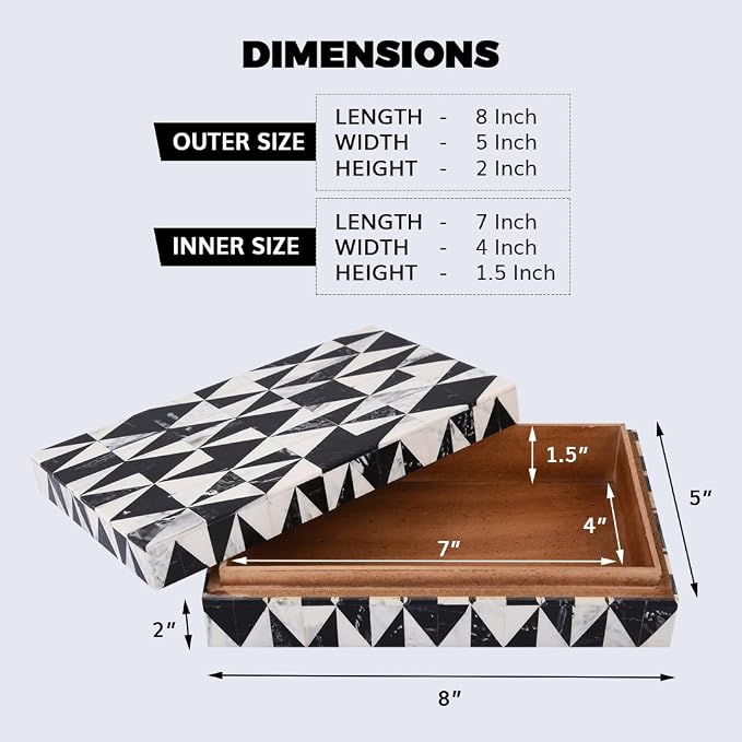 Handicrafts Home Decorative Keepsake Box 8x5 – Small Organizer Box with Lid, Boho Decorative Storage, Retro Memory Box, Unique Coffee Table Décor, Jewelry or Trinket Box, Modern Shelf Decorative Box