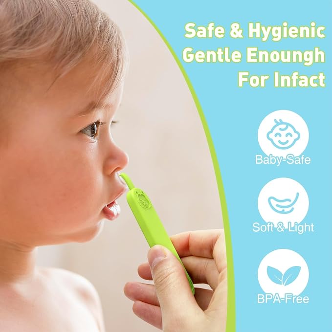 MORLIKE LIVING Baby Nose and Ear Cleaner Tool, Soft Flexible Rubber Nasal Booger Picker for Newborns and Infants, Dual Ear Wax and Snot Remover, Essential Baby Care Products