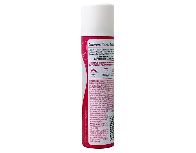 Summer’s Eve Blissful Escape Feminine Dry Spray Deodorant, Daily Intimate Body Spray, Neutralizes Odor, pH Balanced, Talc Free, Gentle Fresh Scent, 2 Ounce (Pack of 4)