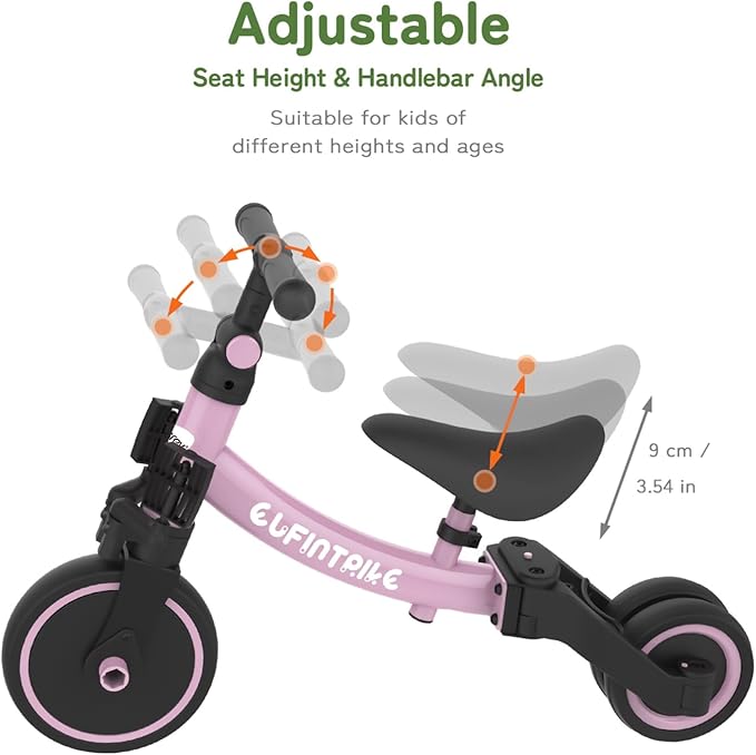 besrey 5 in 1 Toddler Bike for 1 Year to 4 Years Old Kids, Toddler Tricycle Kids Trikes Tricycle, Toys for Boy & Girl, Balance Training, Removable Pedals