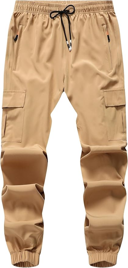 Boy's Cargo Joggers Pants Youth Quick Dry Hiking Lightweight Pants for Sports Outdoor with Zipper Pockets