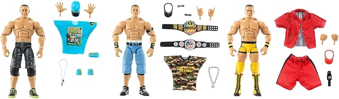 WWE Elite Collection John Cena 3-Pack, Collectible Set of 6-inch Action Figures with Articulation