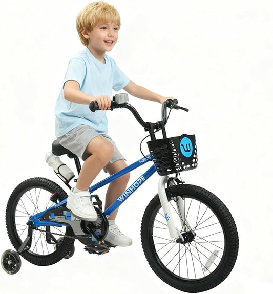 WinHope Kids Bike, 12-18 Inch Toddler Bicycle with Removable Training Wheels and Dual Brakes, Children Bike for Beginner with Adjustable Seat and Headlebar for 2-9 Years Boys Girls, Multiple Colors