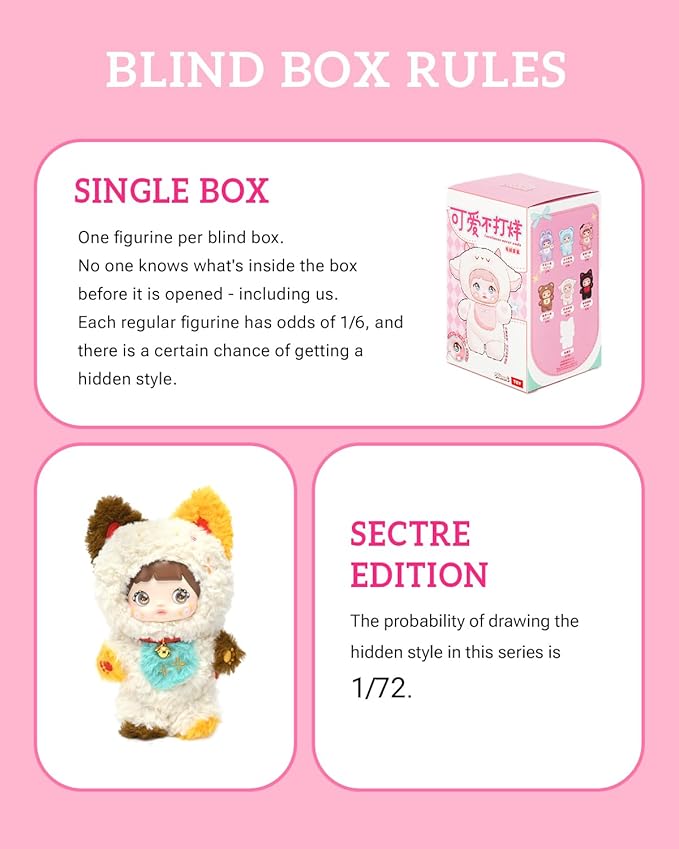 Nommi Blind Box, 1 PC Nommi Loveliness Never Ends Doll for Collectors, Kawaii Vinyl Plush Doll with 3 Expressive Eye Changes, Collectible Figures for Holiday Birthday Gifts(1 of 7 Possible Styles)
