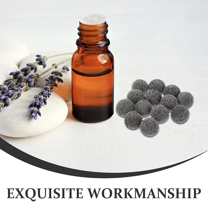 VILLCASE 20 Pcs Lava Rock Essential Oil Diffuser Stones (16mm), Natural Porous Volcanic Passive Diffuser Rocks for Aromatherapy, Black Unscented Stone Beads for Home, Car and Office Scenting