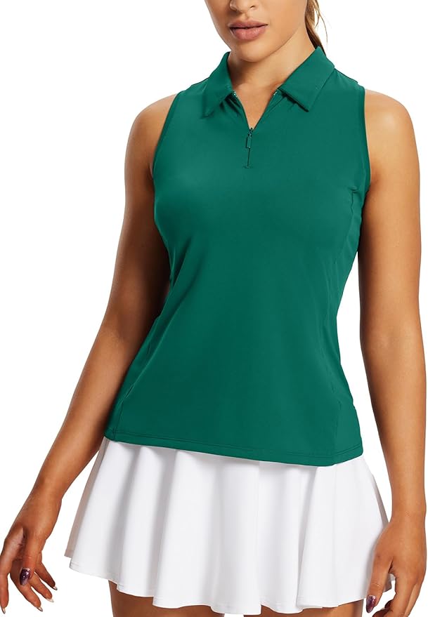 baleaf Women's Golf Shirts Sleeveless Polo Racerback with Zipper Collar | Upf 50+ Sun Protection; Racerback for Free Movement; Quick-Dry and 1/4 Zipper Collar.Perfect for Golf, Tennis and Pickleball