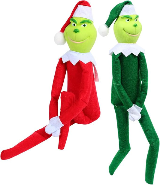 Christmas Elf Plush Doll, Monster Plush Toy Decorations, Fun Toys Gifts and Christmas Decorations, for Xmas Christmas Ornaments Tabletop Home Office Decor, 12 inches (Red and Green)