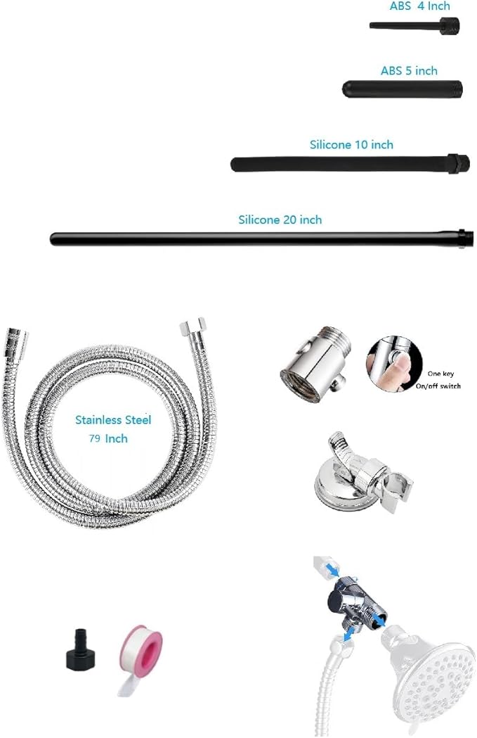 Shower Enema System with 79 Inch Hose, 3-Way Diverter, Shower Douche for Men and Women Portable Cleaner, Enema Nozzle Kit Cleaner Attachment