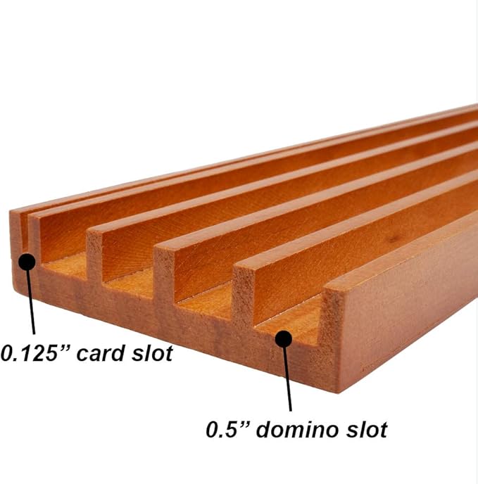 GSE Games & Sports Expert Set of 4 Wooden Domino and Playing Cards Trays Holders Organizer. Premium Domino Tiles Racks for Mexican Train Dominoes and Cards Games