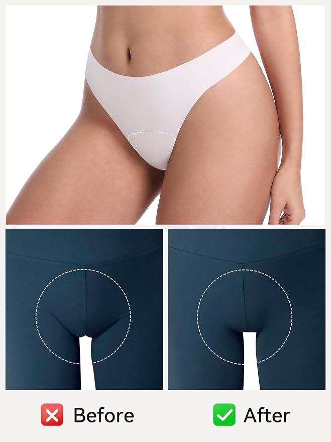 LUCKMEEY Cotton Thongs for Women Seamless Thongs for Women No Show Thong Panty Liners Workout G-String Thongs Underwear
