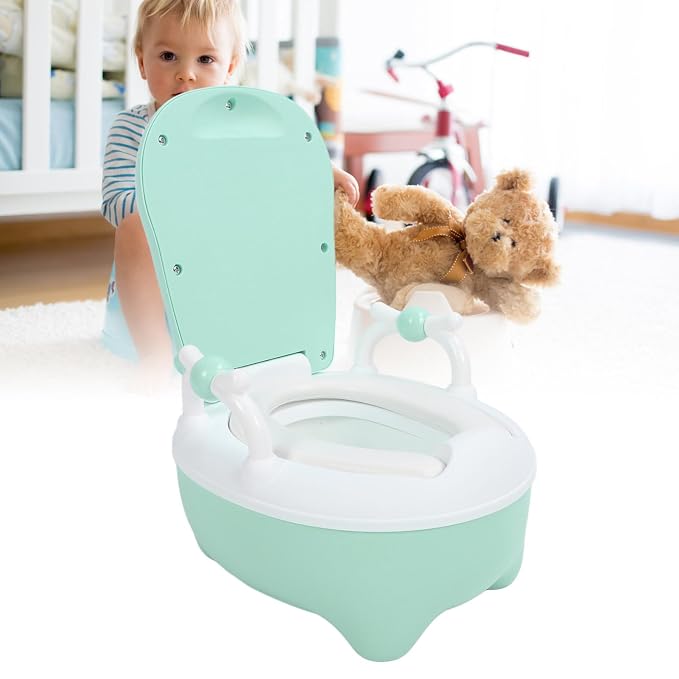 Kids Toilet, Large Capacity Storage, Plastic Portable Children Toilet Baby Accessories for Male and Female Babies (Green)