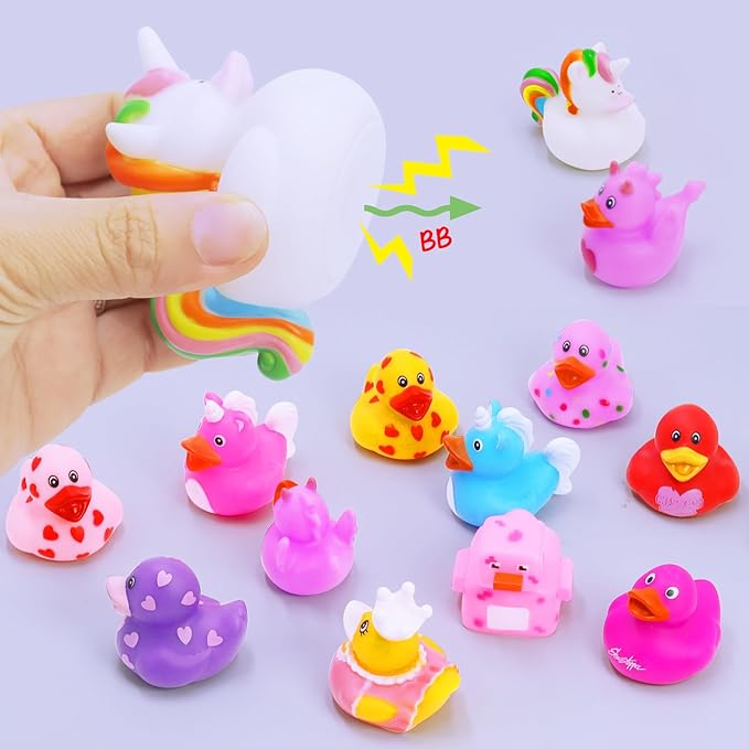 Rubber Ducks Toy Duckies for Girls,12Pack Ducking Pink Rubber Duck in Bulk, Ducks for Unicorn Ducks Baby Bath Toys, Birthday Party Stocking Stuffers Classroom Gift (Valentine's Ducks)