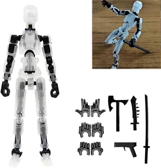 Titan13 Action Figure, Lucky Robot 13 Action Figure,3D Printed Multi-Jointed Movable Action Figures,Dummy Robot 13 Figure Creative Gifts for Kids Adults(Transparent)
