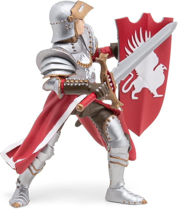 Papo - Griffon Knight Figure - Medieval Fantasy Warrior Toy for Kids Age 3+ - Hand Painted Elite Royal Guard with Armor and Shield - 7 x 5 x 8.5 cm - Durable Plastic Toy - Fantasy Collection - 39956