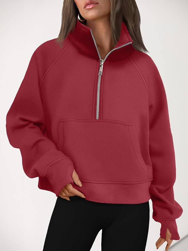 AUTOMET Womens Sweatshirts Half Zip Fleece Pullover Fall Outfits | Fall Fashion Clothes 2026,Cropped Sweatshirts,Cute Y2k Tops,Quarter Zipper Sweater,Winter Loungwear Outfits