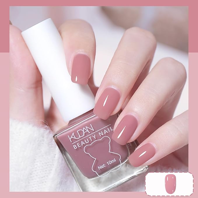 NovaCharm Dark Pink Nail Polish - Air Dry Quick Dry Nail Polish - Long Lasting Nail Varnish - High Glossy Fingernail Polish - Pink Jelly Nail Gel No Need UV Light DIY at Home for Women