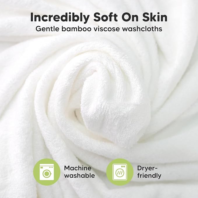6-Pack Baby Washcloths – Soft Absorbent Viscose from Bamboo Washcloths for Face, Body, Baby Towels for Newborn, Kids, Toddlers, Infant,Gentle on Sensitive Skin,10x10 Reusable Face Towels(Stone/Dove)