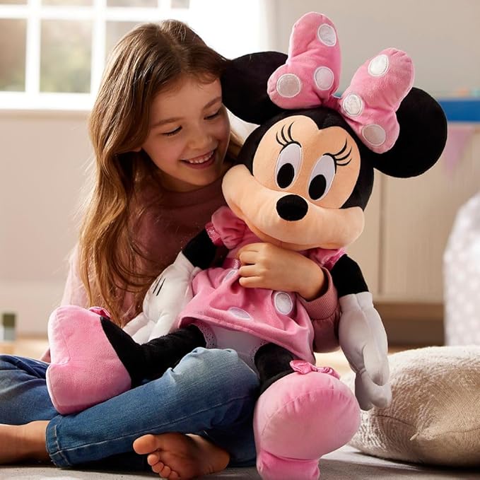 DISNEY STORE Official Minnie Mouse Plush - Pink Dress – Large 21 1/4 Inches Disney Stuffed Animals, Soft & Cuddly Toy, Plushies for Kids & Fans, Suitable for All Ages