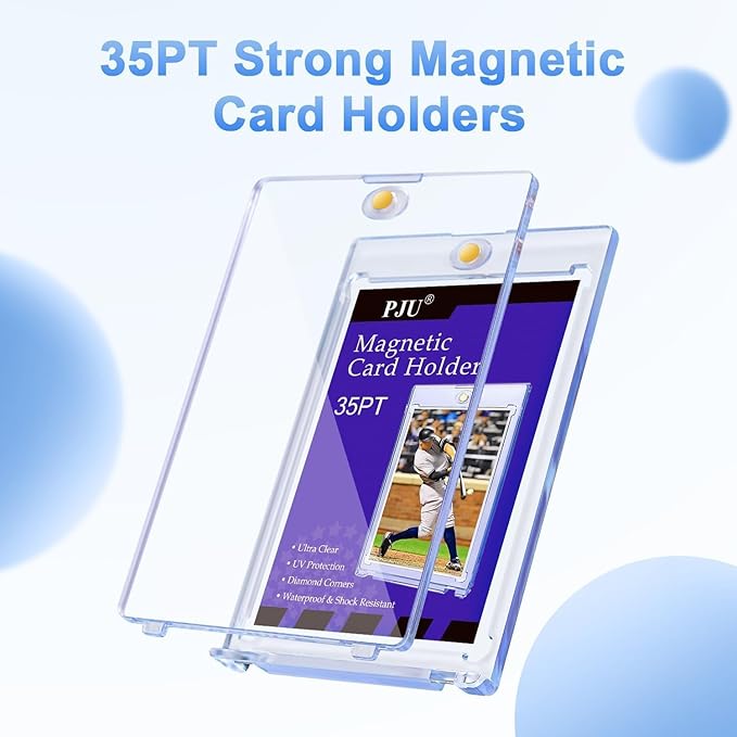 60ct Magnetic Card Holder, 35pt One Touch Card Holder for Trading Cards, Protectors Hard Plastic, U-V Protection Magnetic Display Case for Baseball, Game, Sports Cards