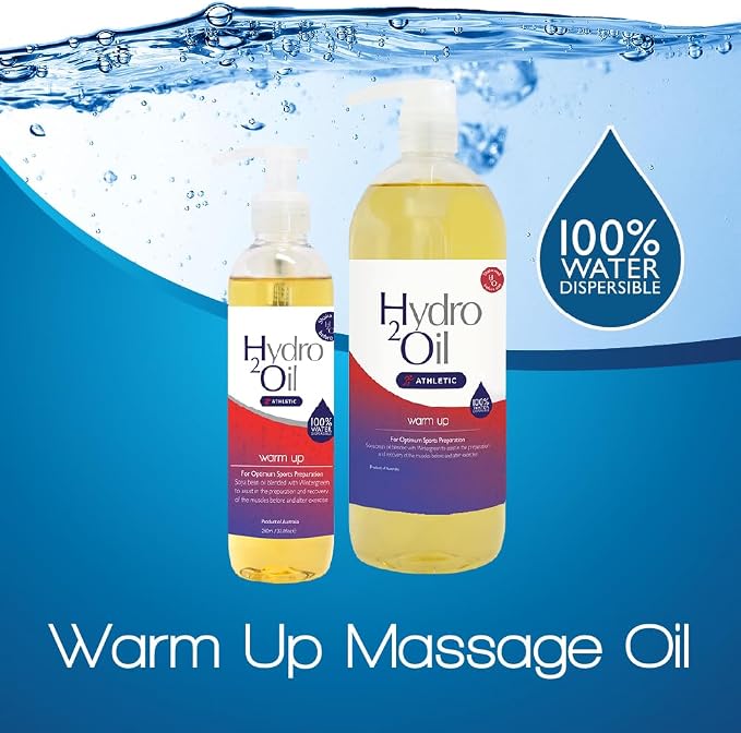 Hydro 2 Oil Warm Up Massage Oil 33.8 fl oz - Water Dispersible Formula for Ultimate Relaxation and Muscle Relief