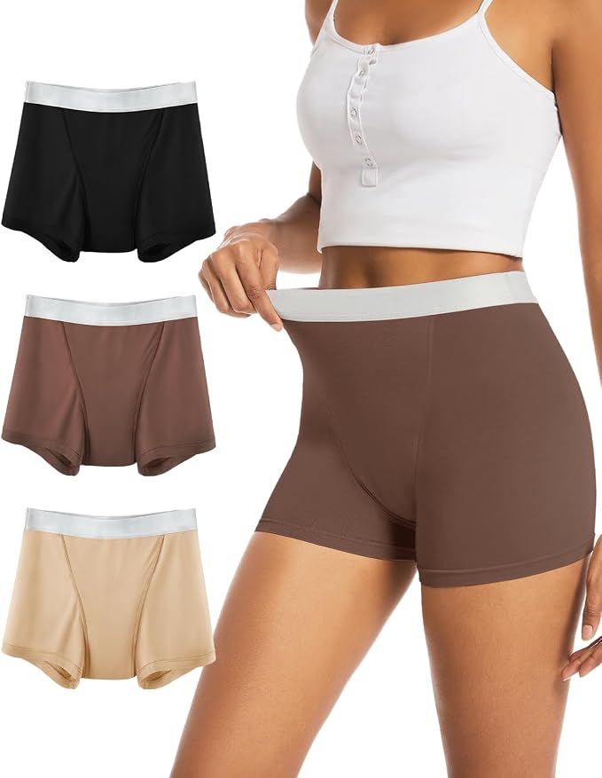 TIICHOO Period Underwear for Women Heavy Flow High Waist Leakproof Panties Sleep Shorts for Menstrual Postpartum 1 Pack