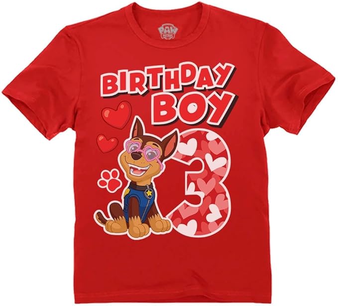 Paw Patrol Chase 3rd Birthday Boy Shirt - Toddler T-Shirt Gift Outfit for Party - Clothes for 3 Year Old Boys