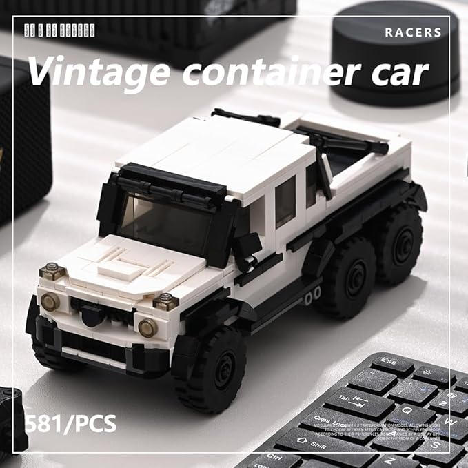 PB8811 1:32 G-630 Off-Road Vehicles Buliding Blocks Set, 581 Pieces MOC Racing Car Kit with Display Container, Clamping Blocks Car Gift for Adults