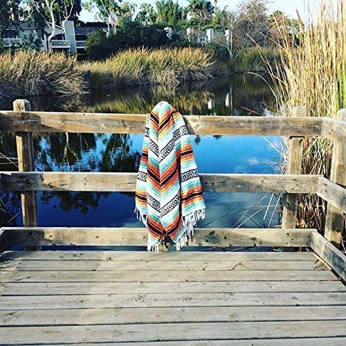 Open Road Goods Bulk Falsa Blankets - Handwoven Authentic Mexican Falsa - Great for Weddings, Yoga, Beach, Picnics, or Mexican Throw! (Mint/Orange, 15 Pack)