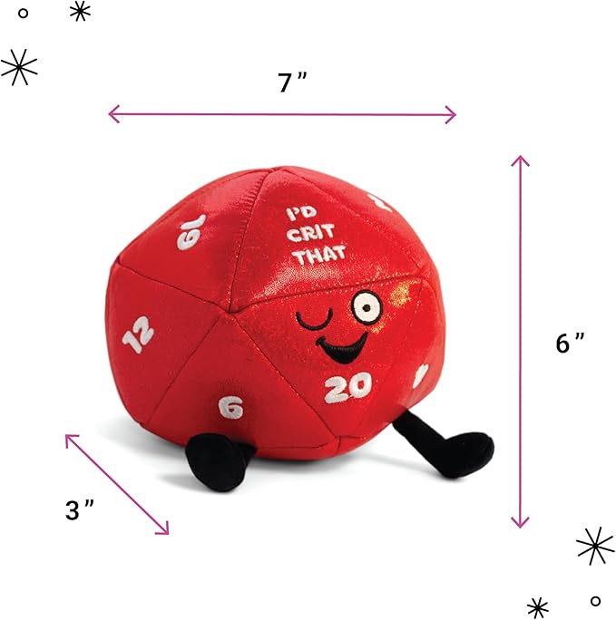 Dice Plushie - I'd Crit That Sassy Dice Plush, DND Gift for Players, Plush Toy for Gifting