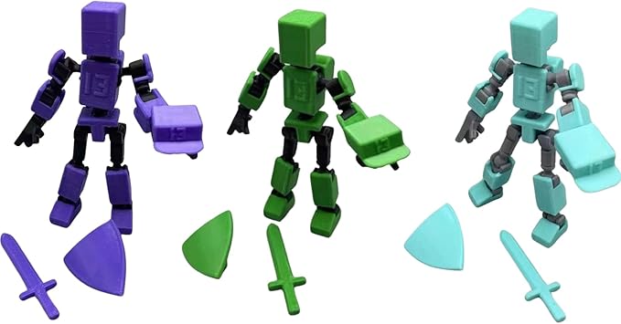 Mini T13 Action Figure, 3D Printed, Fully Articulated Robot, Gift (3 Pack - B)