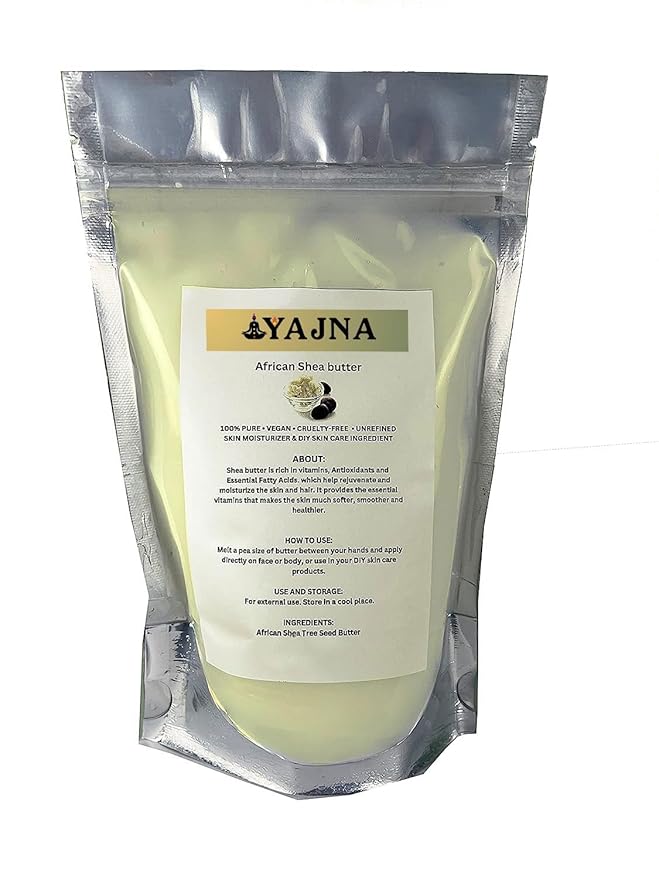 Yajna Organic Raw African Shea Butter 100% Pure,Natural & Unrefined| Skin Moisturizer For Face, Body & Hair| 4 OZ/115 GM Ivory/White Grade A | DIY Creams, Balms, Lotions, Soaps| Moisturizes Dry Skin