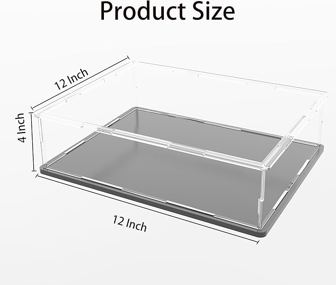 Acrylic Display Case for Book, Clear Flat Acrylic Box for Displaying Books, Medals, Stamps, Collectibles and Cards