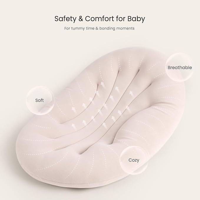 Baby Lounger for Newborn: Portable & Lightweight Pillow for Tummy Time Playtime & Diaper Changes - Skin-Friendly & Breathable for 0-12 Month Supervised Use
